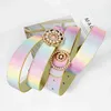 Kleurrijke glanzende riemen voor vrouwen regenboog kleur rhinestone riem gotische ceinture femme parel cinturon mode roze riem luxe 2020 G220301