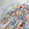 2021ミラノ滑走路ドレス花柄プリントストラップロングマキシドレスデザイナーロングスリーブボヘミアンロングドレス202115