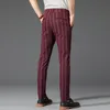 Мужские брюки мужские полосы британский тонкий Fit Men Plus Размер повседневной формальной формировании тощий бизнес развязывает брюки на 30-38