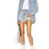 Deat sommar mode mesh kläder ljusblå denim tvättade fickor Zippers shorts kvinnliga bottnar wl38605l 210724