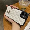 Coque ajustée pour IPhone Designer White Rhombus Leather Luxury pour IPhone 11 12 13 Pro Max All Series Phone Case Cases D2110095HL