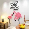 Nordic Flamingo 3D наклейка на стене для гостиной Детская комната комната крыльцо спальня дома украшения наклейки самоклеящиеся росписью 211112