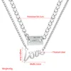 Pendentif Colliers Personnalisé Anglais Alphabet Tag Multi Couche Titane Acier Collier Femme Ins Hip Hop Style Clavicule Chaîne