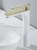 Rose GoldWhite Bathroom Basin Faucets Solid Brass Sink Mixer Cold Single Handle Deck Mounted Lavatory Taps Arrival13894828