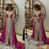 Lusso Beaded Marocchino Kaftan Kaftan Dubai Abiti da sera maniche lunghe pizzo oro appliqued saudita arabo musulmano musulmano abiti da partito formale plus size ball dress abaya caftano 2022