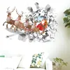 Wall Stickers Christmas Creative 3D Santa Claus Reindeer Car Removable Decals For Bedroom Living Room Restaurant Office