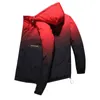 겨울 따뜻한 남자 자켓 코트 남성 캐주얼 가을 슬림 학생 두꺼운 모자 화이트 오리 파카 남자 겨울 후드와 재킷 Y1103