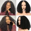 U Part Perruque Afro Kinky Bouclés Perruques de Cheveux Humains Pour Les Femmes Noires Brésilien Kinkys Curl Upart Perruque avec Peignes et Sangles Ouverture Moyenne Non Transformée