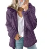 Women Blends Jacket Female Coat Causal Soft Hooded Fleece Plush Warm Plus Size Fur Fluffy Zipper top Sudadera