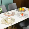 Yalıtım Pad Placemat yemek masası bardaklar için çiçek simülasyon bitki pvc fincan sehpa paspaslar mutfak Noel ev dekor oymak