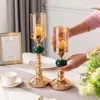 ヨーロッパスタイルのクリスタルキャンドルホルダーメタルガラスクラフトの食事服の服のテーブルの装飾の結婚式の装飾燭台現代の家の装飾210722