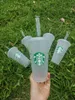 Starbucks 16oz / 473 мл 24 унций пластиковый тумблер многоразовый чистый напиток, плоская конечная чашка, колонна в форме колонны кружка солома Bardian, Transportx18f