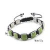 4PCS High Quality Elegant Square Green Diamond Bracelet Beads Braided Tassel Charm Ladies Bracelets Jewelry Gift