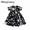 summer girls black and white contrast geometric element pattern dress kids dresses for 210702