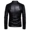 メンズS-LIMジャケットファッションソリッドカラーオートバイ冬ジャケットChaqueta Hombre WindProof Black Leather Jacket Kurtka XXL 5xl