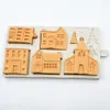 Jul Gingerbread House Silicone Mold Fondant Mold Cake Dekorera Verktyg Choklad, Gumpaste, Sugarcraft, Kök Gadgets 210225