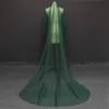 Shining Long Green Wedding Veil with Gold Dust Glitters One Layer 3 Meters Cathedral Bridal Veil WITHOUT Comb Voile Mariage X0726