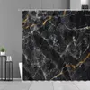 Black Marble White Stripe Printing Shower Curtain Modern Simplicity Home Bathroom Decor Cloth Waterproof Bath Curtains Screen 210913