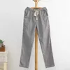 Linen Pants Women Trousers Loose Casual Striped Women's Harem Female s Summer Autumn Brand 210925