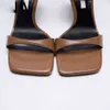 Sandaler Lmcavasun Za Syle TRF Kvinnor En Stap i Font Square Toe Back Cover Heels High Thin Shoes 220121