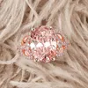 YANYI Retro Lady 925 Sterling Sier Oval 10 X 14 Anello ad alto tenore di carbonio Diamond Dot Undercut Nude Pink Gem Jewelry Ring