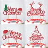 Andere feestelijke feestartikelen Merry Christmas met Hat Cake Topper Vlaggen Antlers Tree Cupcake Toppers Decoratie Happy Year Bakken DIY Kerstmis