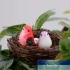 Figurines 4pc/set Cute Little Birds Animal Model Figurine Home Ornament Glass Decor Miniature Craft Garden Fairy Decoration DIY Accessorie