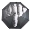 Creative Cool Middle Finger Paraply Rain Women Parasol Men Impact 3 Fold 210721
