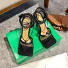 Top quality fashion luxury women's sandals summer outdoor Ladies high heels shoes designer lace-up party sandal green yellow silver red black