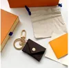 Alta qualidade designer carta carteira chaveiro moda bolsa pingente corrente do carro charme marrom flor mini saco trinket presentes acc260n