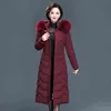 X-lange Frauen Mäntel Slim Büro Damen Solide Frauen Winterjacke Mit Kapuze Mit Pelzkragen Dicke Baumwolle Gepolsterte Parkas 211108