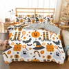 Sängkläder Set Halloween Cartoon Style Däcke Cover Set Pillowcase Single Double Full Queen King Bed Linne Set 23 Piece 10 Colors 210309