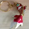 6cm Vivid Sway Colorful Enamel Koi Fish Key Chains Rings Party Favor Handcrafted Cloisonne Goldfish Copper Keychain Women Guests Return Gifts 120pcs/lot