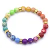 Hotsal Colorful Natural Stone Bracelet 8mm Chakra Colored Imperial Stone Bracelet