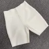 Najwyższej jakości celebrytka szara czarny biały elastyczne bandaż rayon krótkie spodnie mody bodycon szorty sportowe 210306