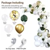 Kit d'arc de guirlande de ballons 98pcs, ballons de confettis en or blanc, feuilles de palmier artificielles 6PCS, ballons pour la décoration de mariage 210626