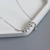 S925 Sterling Silver Diamante Diamante Ramo de Oliveira Colar Coreano Chique Personalizado Feminino Salgueiro Folha Tassel Clavícula Chain Moda Jóias Fiza