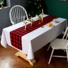 Christmas Decorations Red black and white plaid table flag Decoration Christmasday home color woven table mat Nordic Xmas tablecloth ZC409