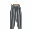 Pantaloni in vita elastici solidi da donna coreana della primavera Pantaloni lunghi casuali sottili da ravanello Haren 210607