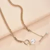 N7405 Mode Smycken Geometrisk Kreativ OT Buckle Pearl Pendant Halsband Clavicle Chain