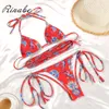 Rinabe String Bikini Kadınlar Baskı Mayo Out Bikini Set Brezilya Biquini Bankage Mayo Mayo Takım Kadınlar Plaj 210305