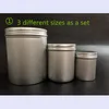 3 storlekar4 Satser Storage Spices Case Coffee Candy Storage Jars Ställ runda metall läppburkar för kryddor