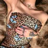 leopard print backless sexy bodycon mini dress summer women fashion slash neck slip party streetwear clothes 210527