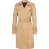 High Street Fall Winter Designer Fashion Dames Elegante Double Breasted Lion Buttons Riem Trench Coat 210820