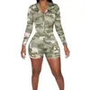 Mode Frauen Camouflage Strampler Riemchen Camo Mini Overall Dame Strand Shorts Overall Urlaub Sommer Clubwear Overall T200527