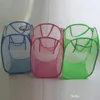 Wholesale High Quality Folding Mesh Laundry Basket Organizer Storage Dirty Clothes Containers Multi Colors Washing Clothes Basket Bag XDH0026