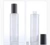 Frosted glass cosmetic jars pump bottles with plastic woodgrain cap 30g 50g 30ml 100ml 120ml body lotion lip balm cream containers SN3749