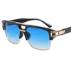 Fashion Sunglasses Men's and Women's Large Frame Dazzling Reflective Sun glasses Anti-blue Flat Light Mirror