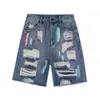 Män skriva ut korta jeans designer hål hip hop casual stretch brev par denim byxor mode trend kvinna high streetwear jean shorts