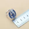 Ślub Big Jewelry Sets Kobiety Moda Akcesoria Niebieski Cyrkon Naszyjnik I Kolczyki Zestawy pierścieniowe 6-kolorowe biżuteria H1022